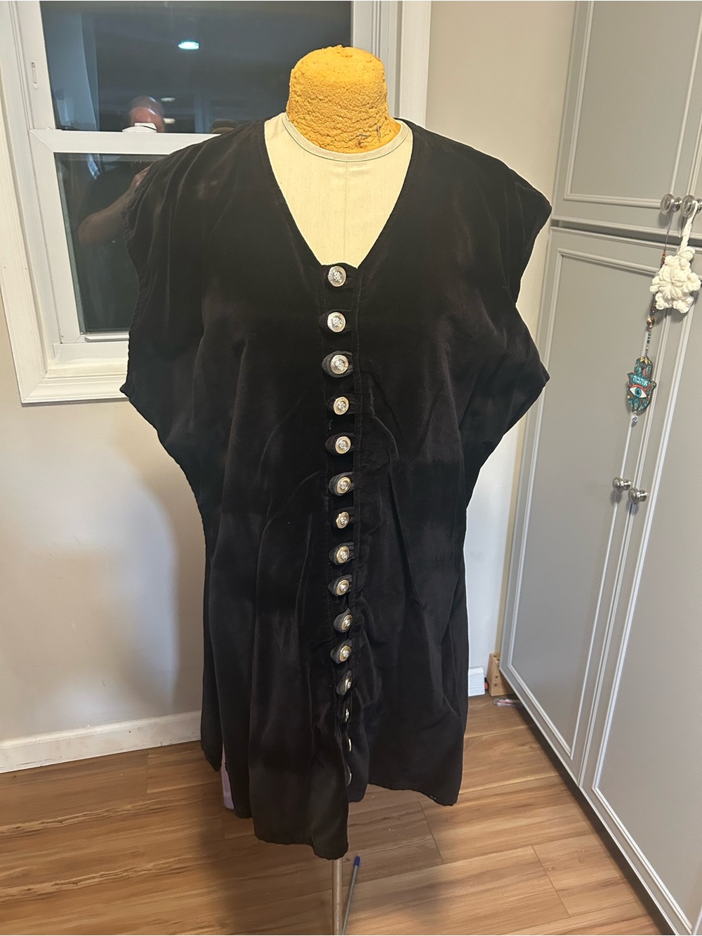 The Pirate Dressing Black Velvet Button-Front Mens Vest Size XXXL